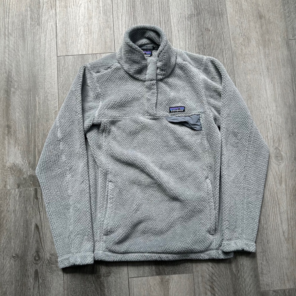 Patagonia Size S Gray Soft Deep Pile Fleece Re-Tool Snap T Pullover